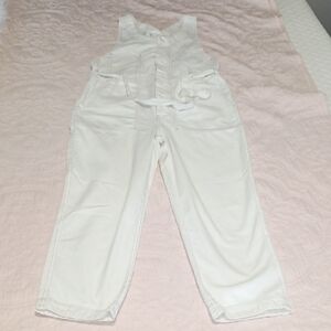 Free People White Sleeveless Drawstring Jumpsuit